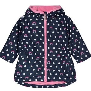 Hayley Fleece-lined Raincoat (Navy / white dot / rainbow)